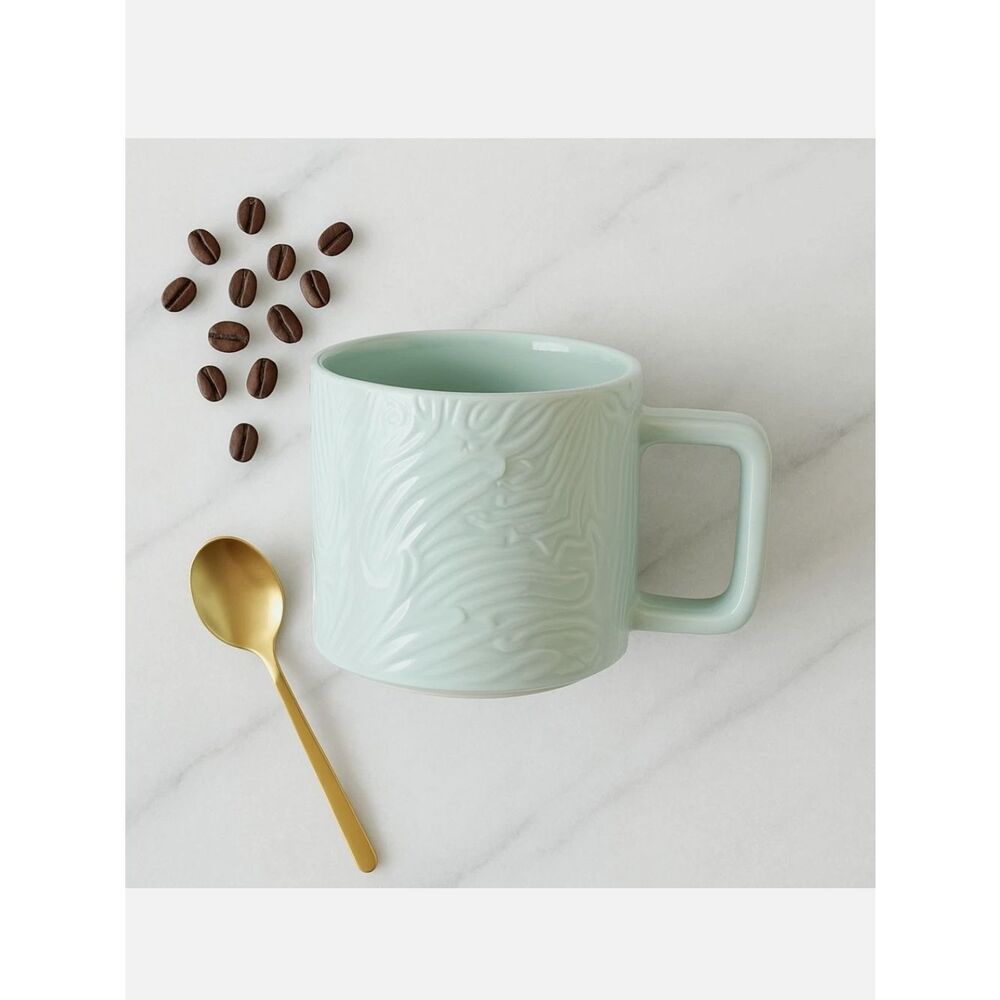 Starbucks Mint Green Siren Mermaid Tail Textured Ceramic Collectible  Coffee Mug